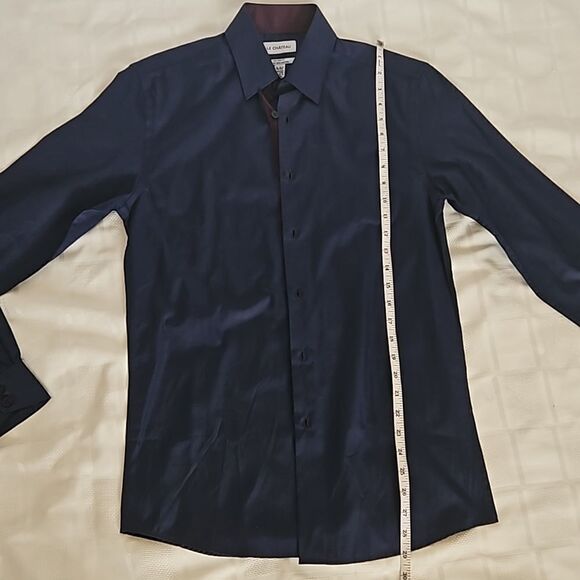 Le Chateau Men's Tailored Fit Button-Down Long Sleeves Shirt 15-15.5 XS Navy Blu - Picture 11 of 16
